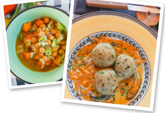 Herbstliche Kichererbsensuppe und Haferflockenknödel