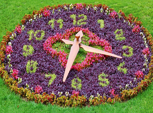 Blumenuhr (Foto: 123RF/igorkovalchuck) Blumenuhr
