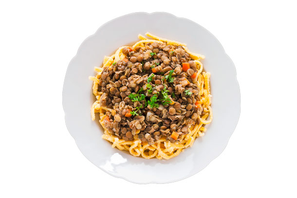 Teller Spätzle mit Linsen