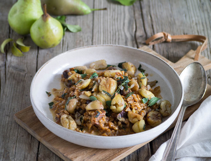 Teller mit Dinkel-Risotto