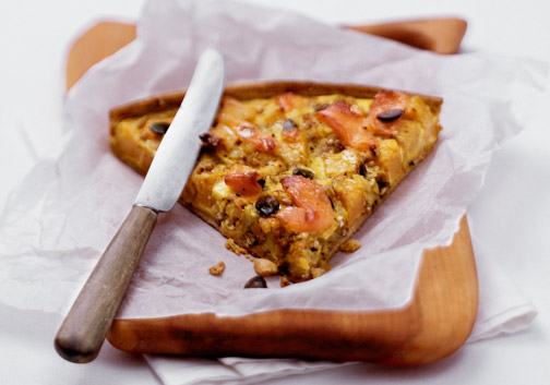 Quiche aus Kürbis und Kastanien