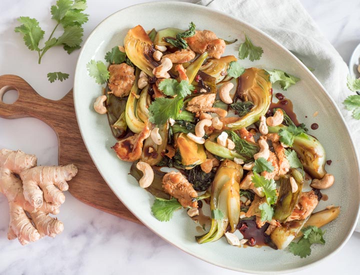 Ingwer-Poulet mit Pak-Choi und Cashew