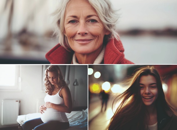 Schwangere, menopausale und junge Frauen sind besonders gefährdet. (Foto .frauentypen-123RF-nd3000-virtosmedia-corporatesounds) drei verschiedene Frauentypen